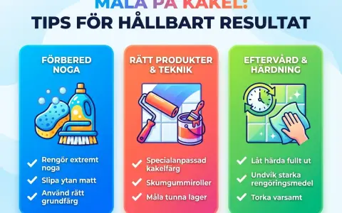 Tips för att måla kakel och kakelfog: förbered, använd rätt produkter som specialanpassad kakelfärg och skumgummiroller, samt sköt eftervård och härdning.