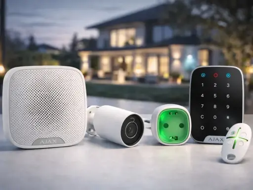 Säkerhetssystem från Ajax: siren, kamera, smart kontakt och kontrollpanel. Trygghet för ditt hem.