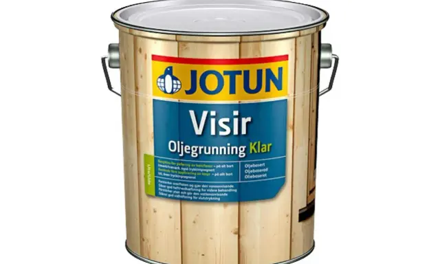 Jotun Visir Oljegrunning Klar, en grundolja innan målning för träytor utomhus.